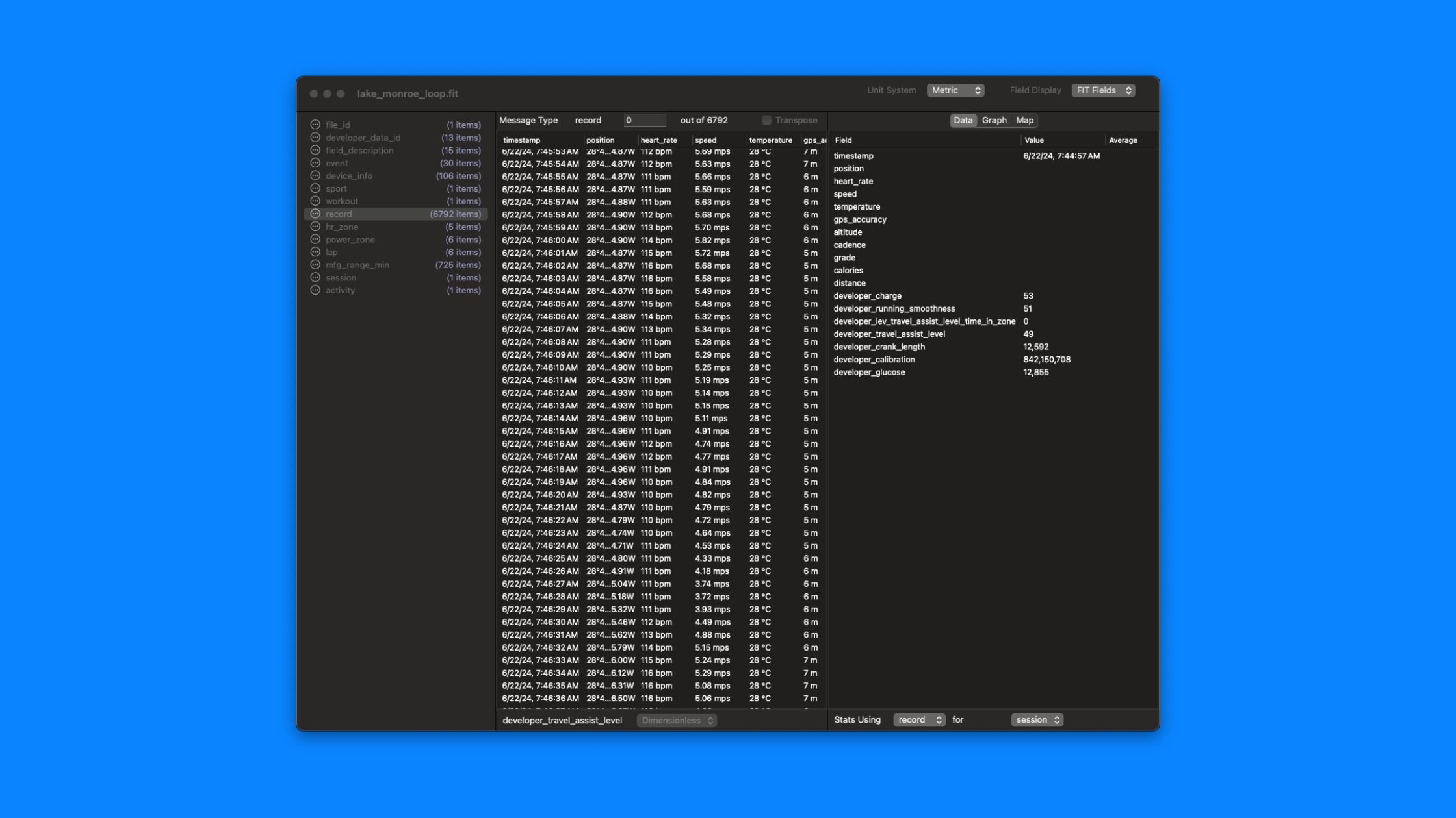Fit File Parser Screenshot